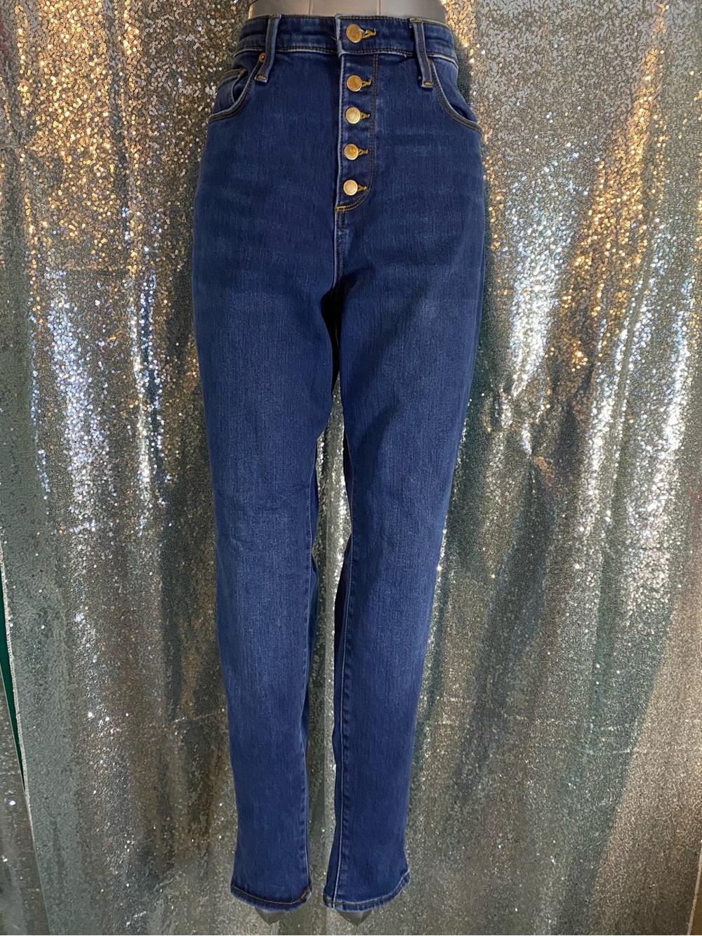 ✨💙 Universal Thread High-Rise Dark Blue Button-Fly Skinny Jeans, Women’s 16X33